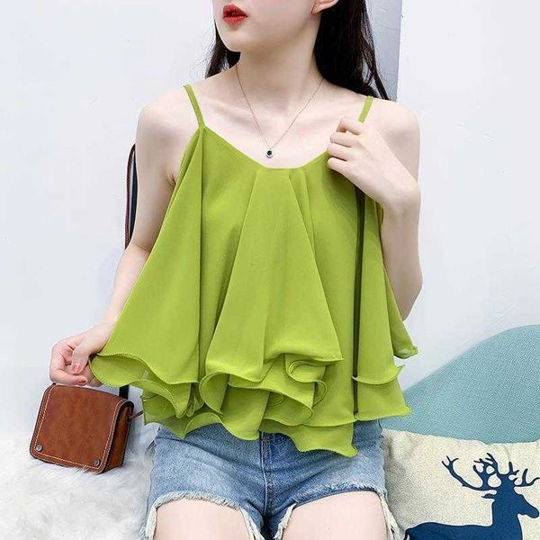 

chiffon belly cake vest for women, Black;white