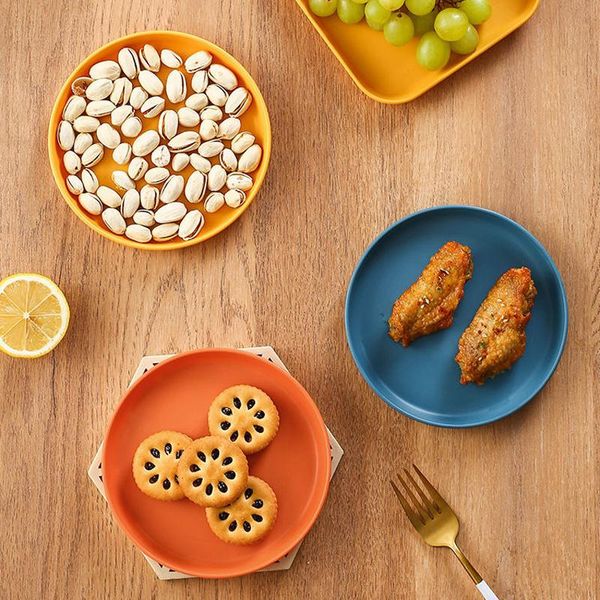

dishes & plates 4pcs square round storage tray fruit snack plate pastry candy nuts dish breakfast kitchen tableware household supplies