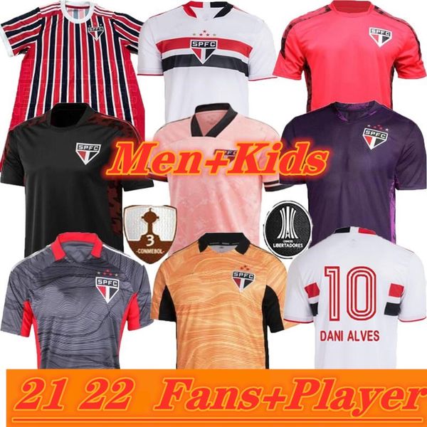 

21 22 sao paulo soccer jersey dani alves home away women luciano igor gomes luan pablo reinaldo camisa 21/22 player version goalkeeper train, Black;yellow