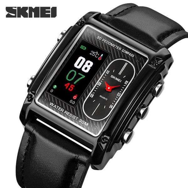 

wristwatches skmei men's watches fashion digital and luxury calorie pedometer mens clock office wristwatch oled display hour, Slivery;brown