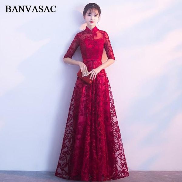

party dresses banvasac illusion high neck a line lace appliques long evening bow sash half sleeve prom gowns, White;black