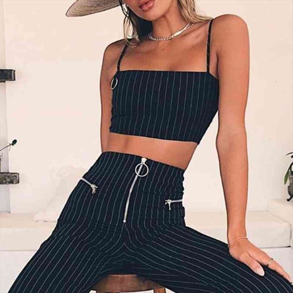 

womens casual sleeveless striped vest spaghetti strap crop metal ring cami, White
