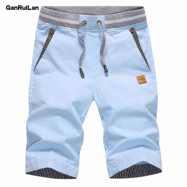 

summer cargo short men casual elastic waist cotton beach shorts male fashion breathable shorts homme clothing b0757 210518, White;black