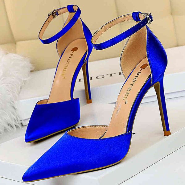 

dress shoes bigtree sapatos femininos de salto alto vazado, festa seda para mulheres, bico fino, egz5, Black