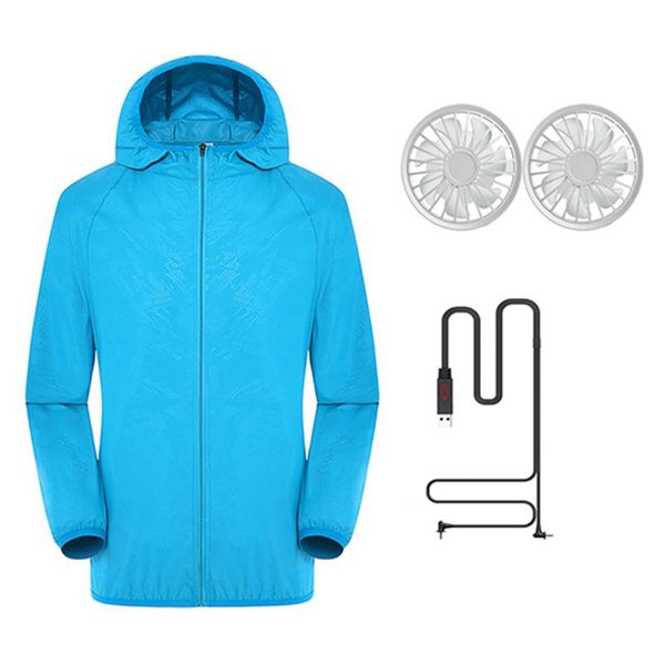 

women's jackets men women summer fan cooling jacket waterproof air conditioning clothes light breathable skin fishing hiking man coat, Black;brown