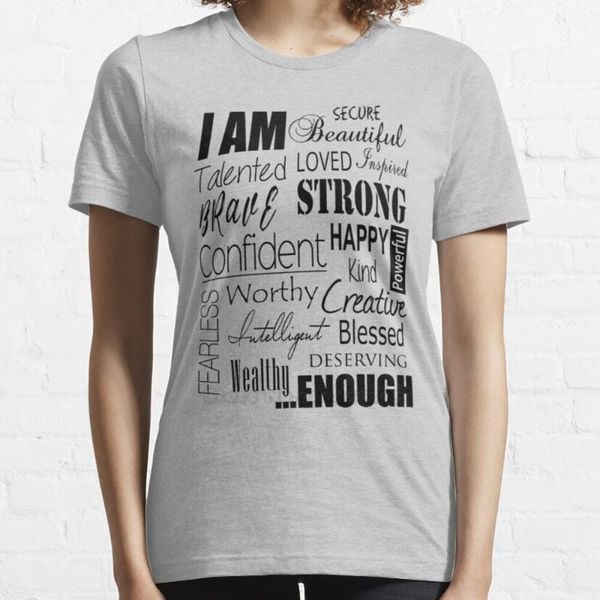 

women's t-shirt the i am positive affirmation print - female hip hop 100% cotton tshirts t shirts women tee, White