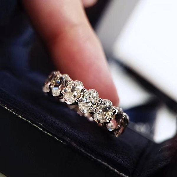 

wedding rings utimtree fashion 925 sterling silver oval crystal ring for women luxury engagement band jewelry anillos bijoux, Slivery;golden