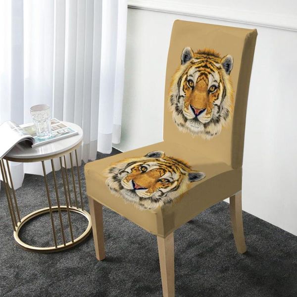 

chair covers tiger animals print cover elastic dining protector washable slipcover for christmas banquet party home decor