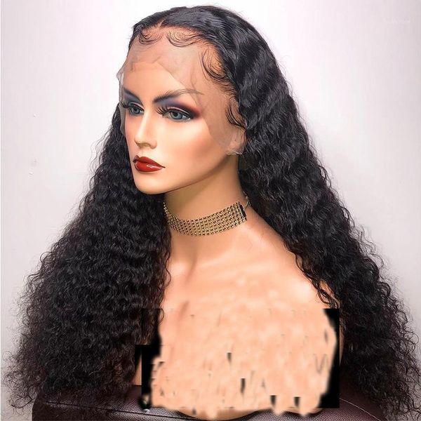 

preplucked long jet black water wave glueless lace front closure wig synthetic for women with baby hair cosplay wigs1