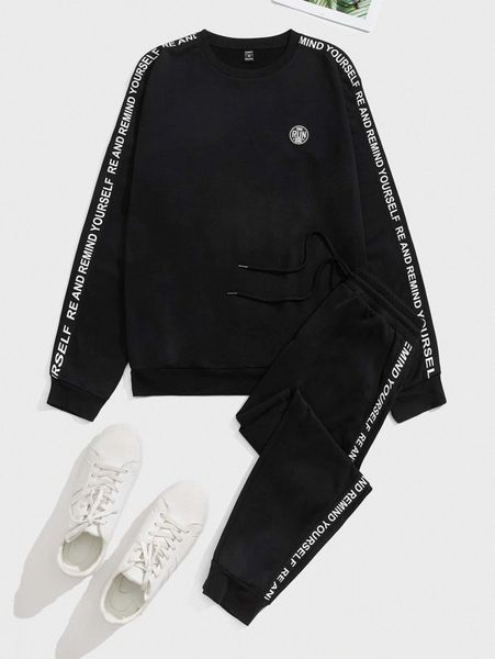 

men letter graphic & drawstring waist sweatpants u8s7#, Gray