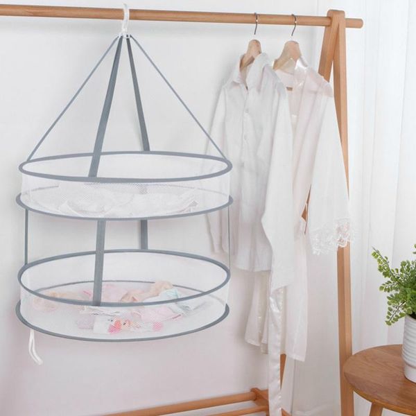 

laundry storage & organization foldable clothes drying basket socks net hanging sweater pocket thickened anti-deformation cardigan