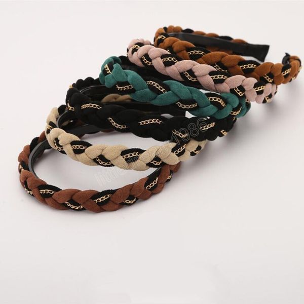 

fashion women headband autumn winter new twist chain braided hairband small fragrance retro hair accessories, Silver