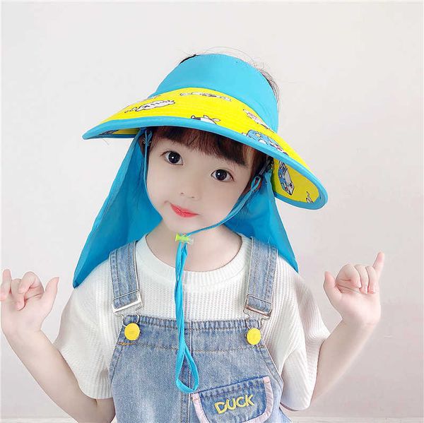 

children sun hat fruit empty cap uv summer shawl big brim, Yellow