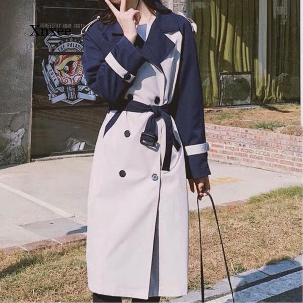 

women's wool & blends patchwork windbreaker woman long coats fashion retro versatile female casual warm coat oversize 2021 spring ladie, Black