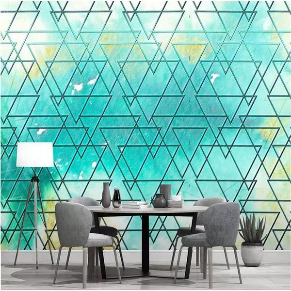 

wallpapers custom wall paper 3d modern blue geometric lines mural for living room bedroom tv background papers home decor