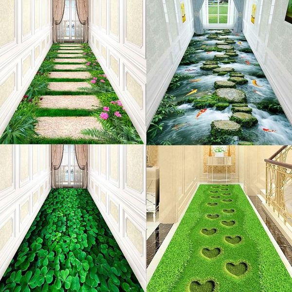 

carpets runner rug hallway long modern 3d lawn path corridor mat home decor bedroom kitchen kids room playmat sofa area non-slip