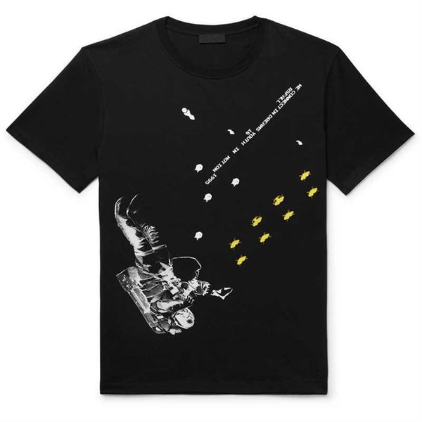 

men's t-shirts []b. n raf18aw simon artistic astronaut pixel loose t-shirt men's and women's short sleeves, White;black