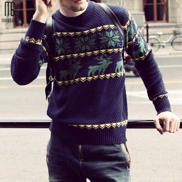 

manoswe winter mens causal christmas pullover sweater o neck 2021 thick warm solid knitted long sleeve jumper men clothes men's sweater, White;black