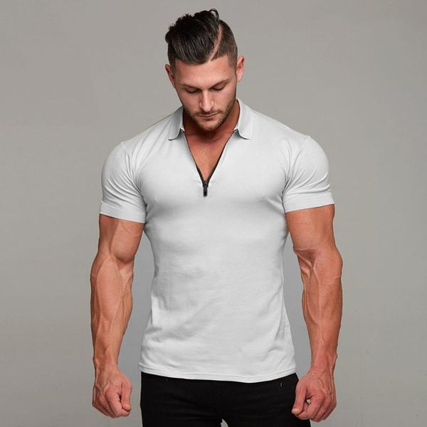 

men's polos summer lapel breathable slim t-shirt, White;black