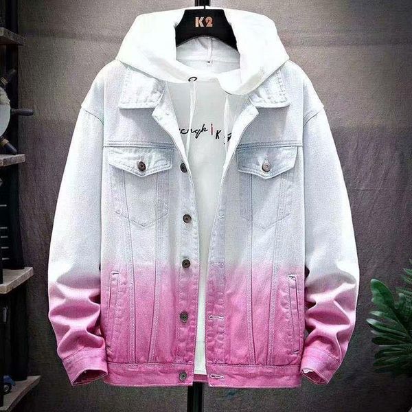 

men's jackets denim jacket spring and autumn couple's tie dye loose versatile, Black;brown