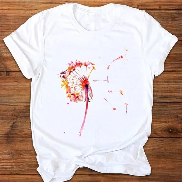 

men graphic dandelion plant travel t shirt vacation cute casual printing print clothes lady tees female mens, White;black
