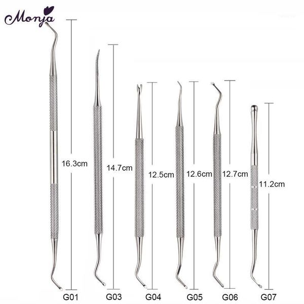 

monja dual end nail art stainless steel cuticle pusher groove pick corrector toe dead skin foot cleaning care pedicure tool1