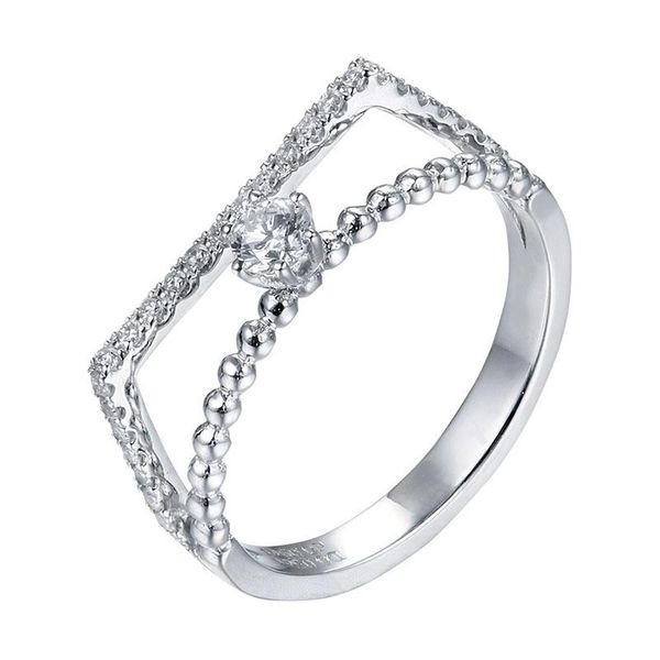 

cluster rings half round thin silver for women wedding band jewelry two-layer zircon engagement ring z3t583, Golden;silver