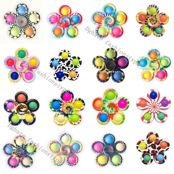 

decompression toys color print craft five-hole pop fidget spinner gyro toy support custom christmas style