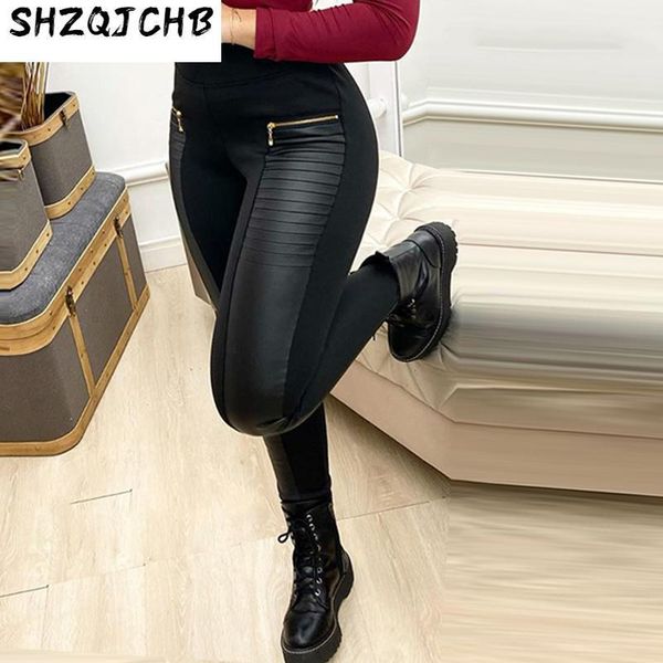 

summer women's clothes women high waist pu leather skinny pantsshorts, White;black