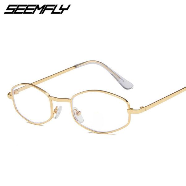 

fashion sunglasses frames seemfly vintage polygon irregular women men eyeglasses frame metal computer goggle anti blue light eyewear unisex, Black