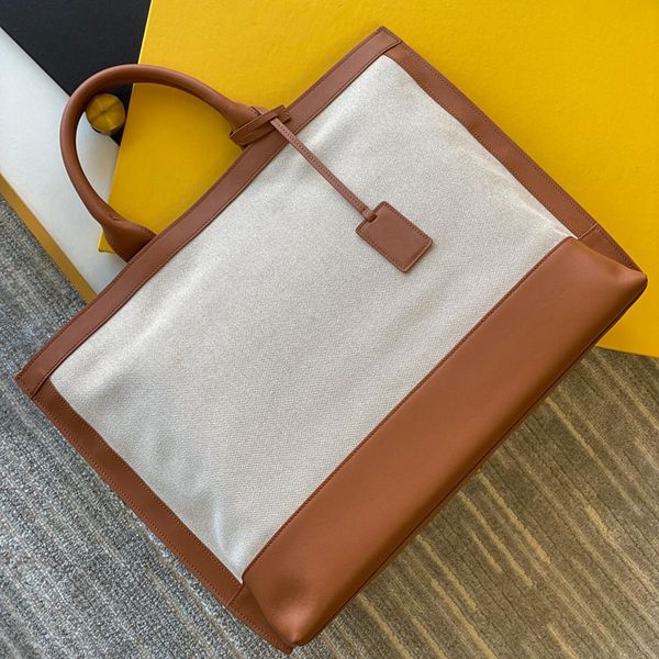 

luxury tote bag women's fashion handbag custom fabric cowhide stitching designer shopping bags with box size 41.5*34*14cm