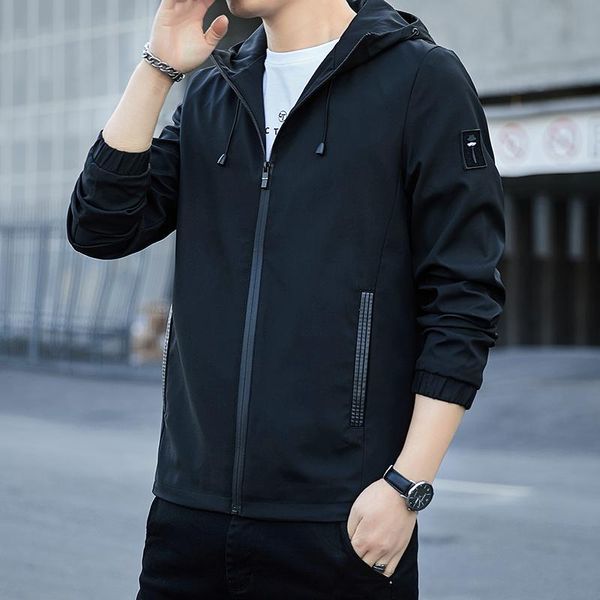 

men's coat spring korean fashion 2021 and autumn leisure slim jacket handsome baseball hooded jackets, Black;brown