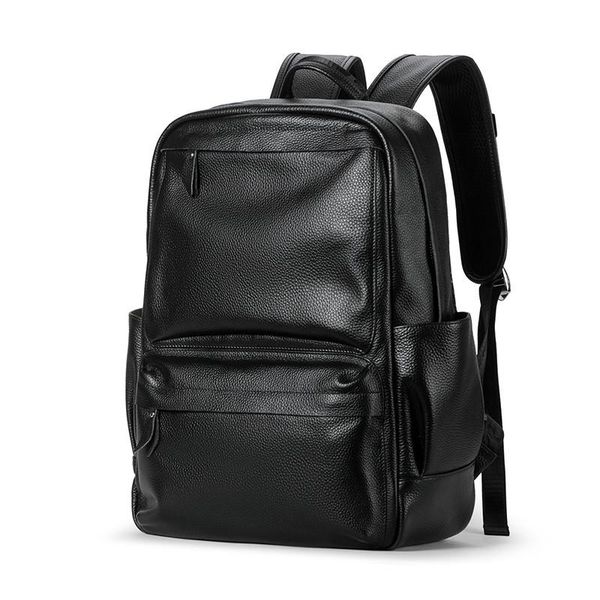 

backpack mens genuine leather large capacity travel backpacks men waterproof big lap15.6 inch notebook bag for boys