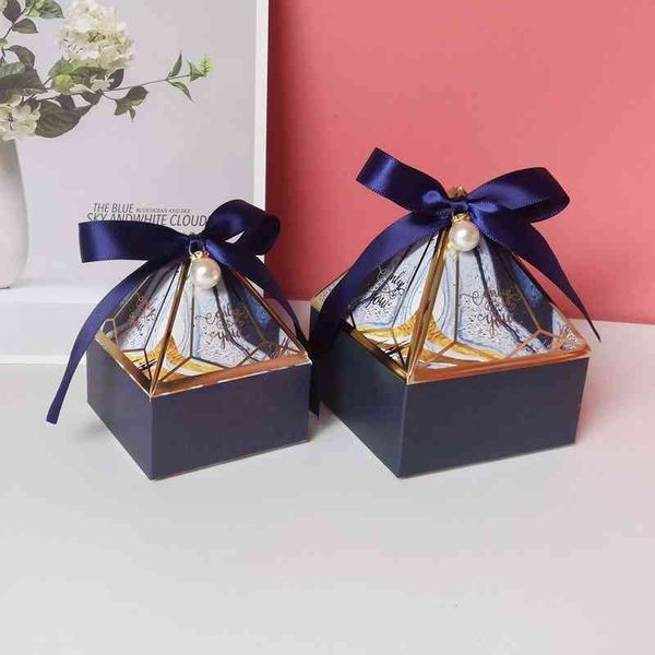 

20/50pcs thank you accessories gem tower bronzing candy s for guests wedding gift box packaging, Pink;blue