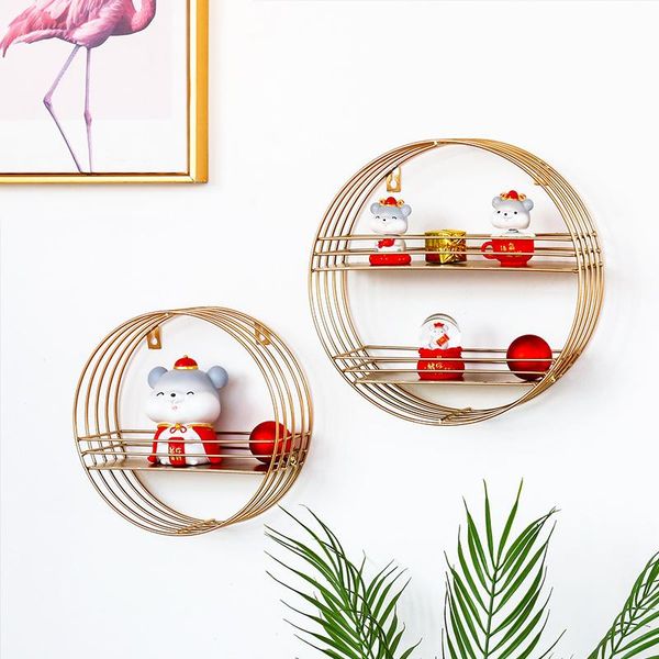 

nordic simple ins golden round iron wall shelf home living room decoration storage hanging other decor