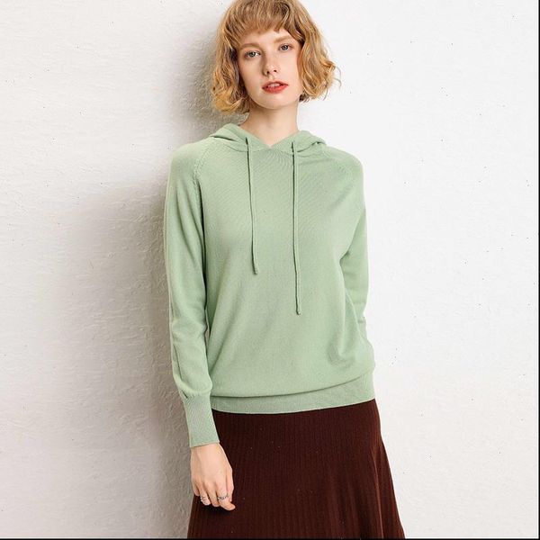 

winter cashmere and autumn women hoodie knitted comfortable pullovers solid, Black
