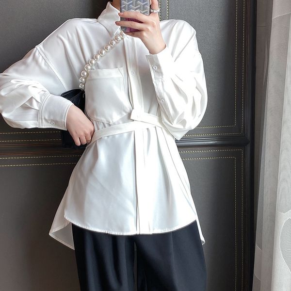 

women's blouses & shirts 2021 korean spring four-color female shits loose casual long sleeve cardigan blouse, White