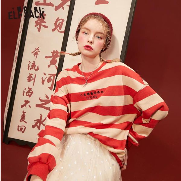 

women's hoodies & sweatshirts elfsack harajuku original graphic print casual pullover sweatshirt women,2021 autumn striped vintage kore, Black