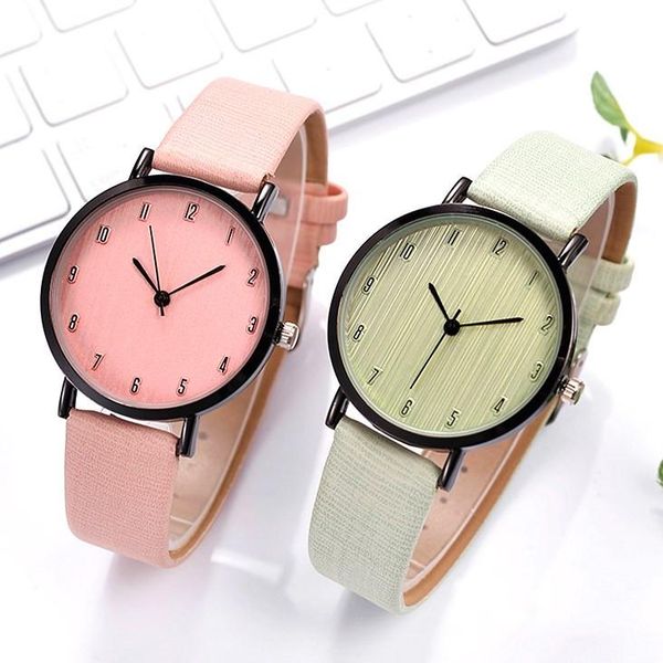 

wristwatches retro woman watches analog dial ladies quartz small exquisite solid color leather gift clock brand relogio feminino, Slivery;brown