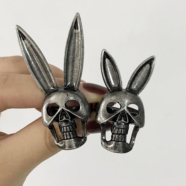 

cluster rings personality double-headed skull ring bad butterfly opening jewelry for woman man gothic ghostly dark magician cosplay, Golden;silver