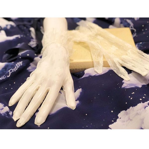 

five fingers gloves multicolor lace lolita tea party basic style elegant cla series oversleeves accessories, Blue;gray