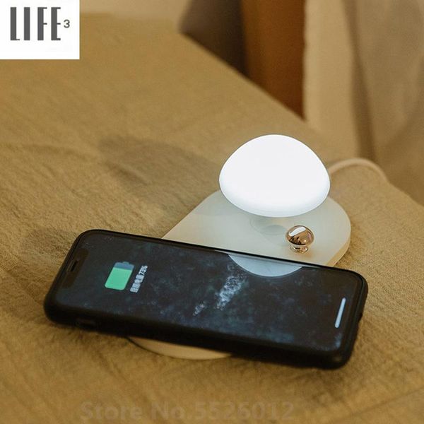 

smart home control 3life qi wireless charger with led night light for mobile phone fast charging desk lamp portable