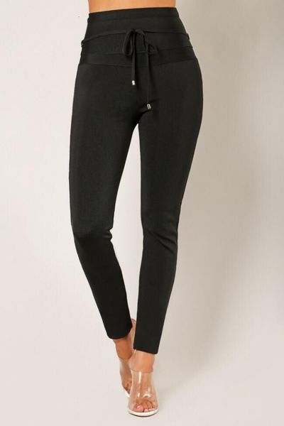 

pants black bodycon rayon bandage fashion pant, Black;white