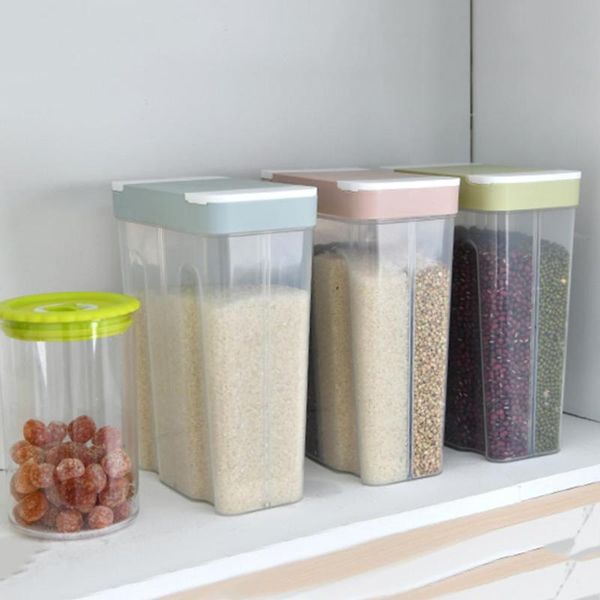 

storage bottles & jars multi-grain home kitchen food container plastic clear airtight for dry with lid two sliding outlets