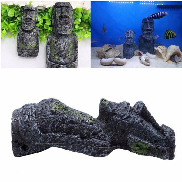 

resin artificial aquarium easter island statue decoration underwater landscaping craft ornaments for fish tank decorations