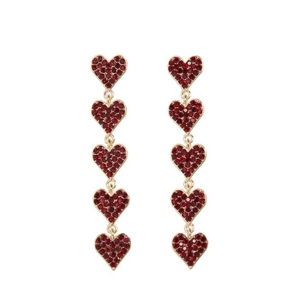 

fashion ladies full of drill heart-shaped long-style flowing su-style gift-giving party earring earrings dangle & chandelier, Silver