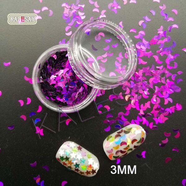 

nail art decorations sequins moon 3mm paillettes sewing craft diy laser purple stars supplies sequin for nails, Silver;gold