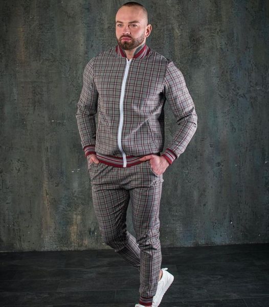 

men's tracksuits sets jacket+pants autumn winter sweatshirt suit sweatpants fashion slim fit men two-piece set hip hop v-neck jacket, Gray