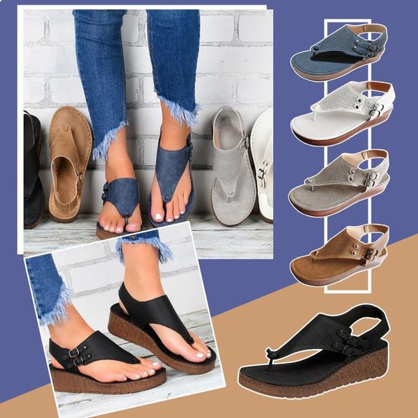 

sandals platform women's wedges shoes ladies fashion casual hollow out flip flop pu material summer for women#3, Black