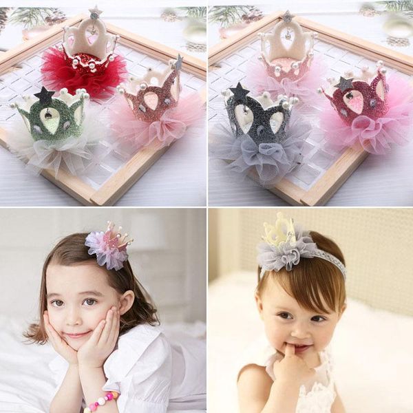 

10ps/lot 2021 mesh pearl crown princess hairpin girls sweet hair clip cute accessories, Slivery;white